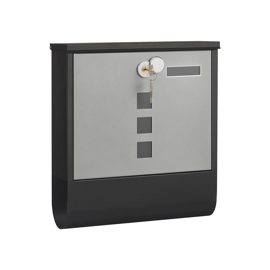 Wandbrievenbus – Met krantenbak en slot – Zwart-Zilver