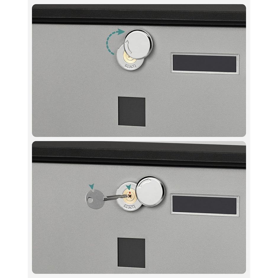 Wandbrievenbus – Met krantenbak en slot – Zwart-Zilver