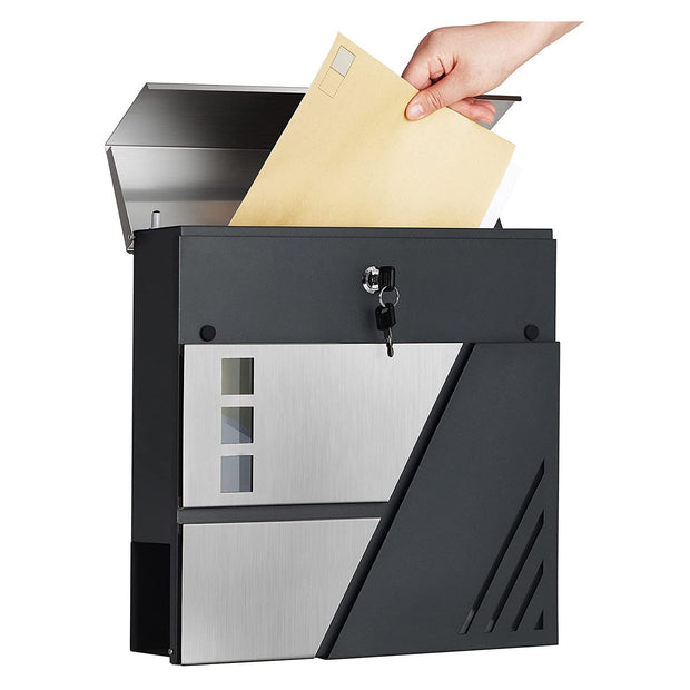 Brievenbus – Met venster – RVS – Zilver / Antraciet