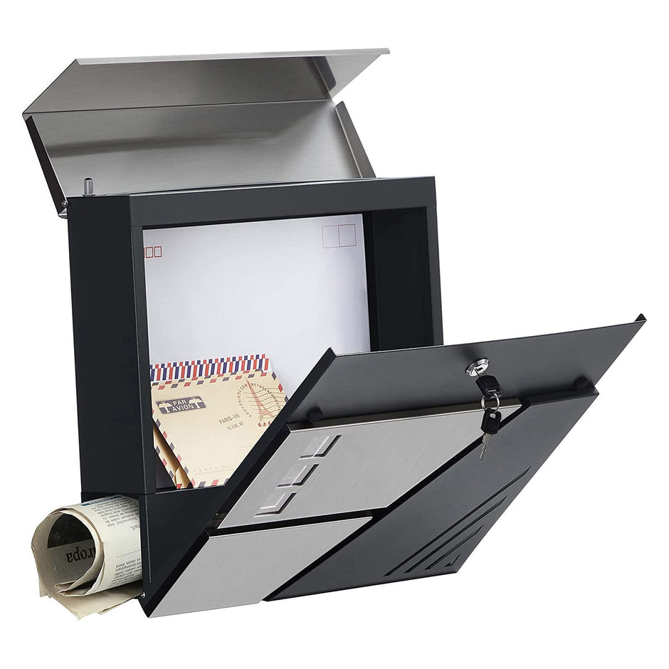 Brievenbus – Met venster – RVS – Zilver / Antraciet
