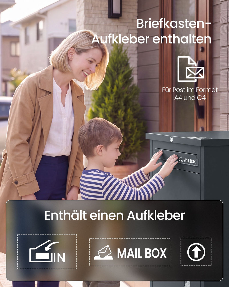 Pakketbrievenbus – 90 L – Staal – Waterdicht – Voor Buiten – Grijs