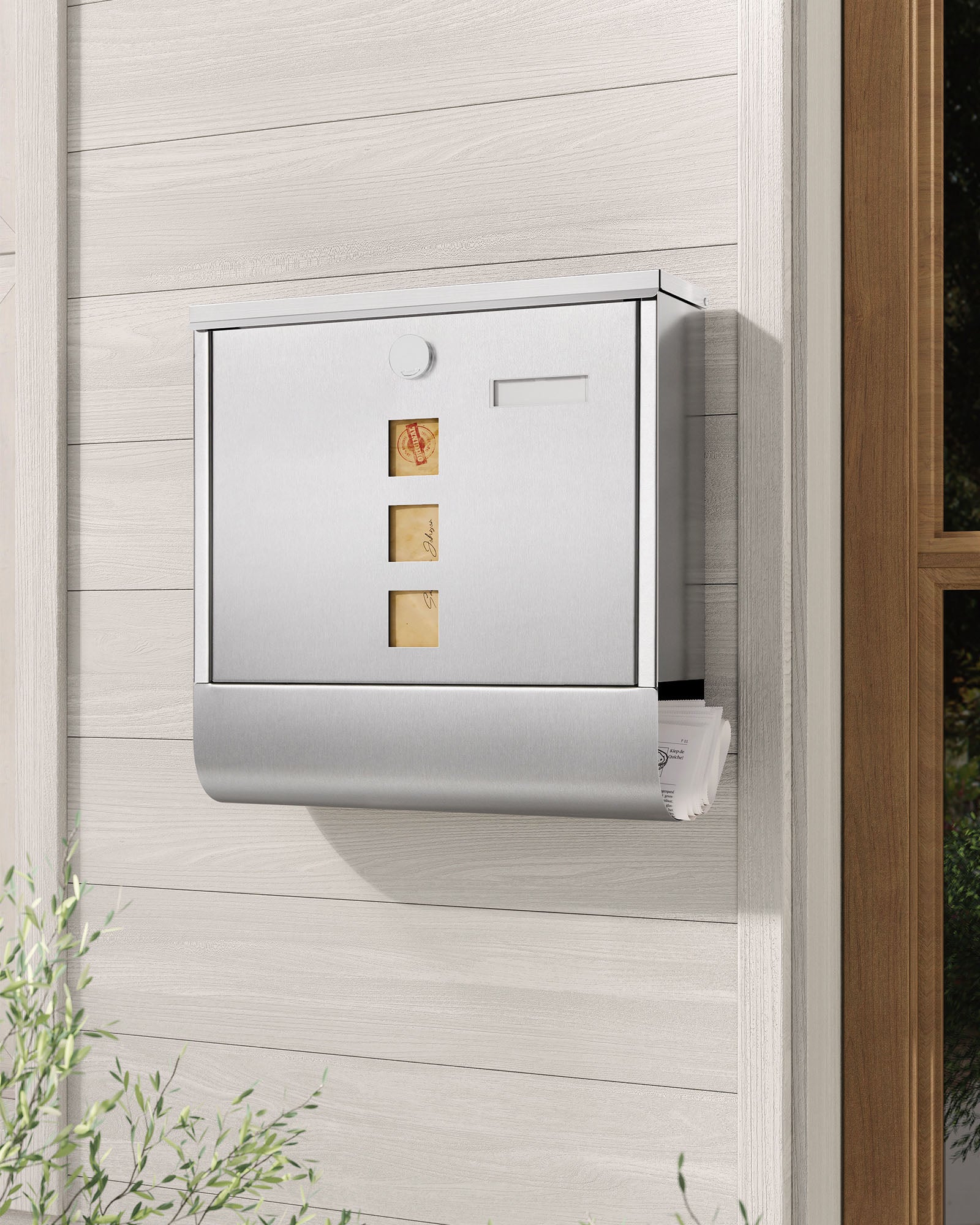 Brievenbus – met koperen slot – gegalvaniseerd staal – zilver