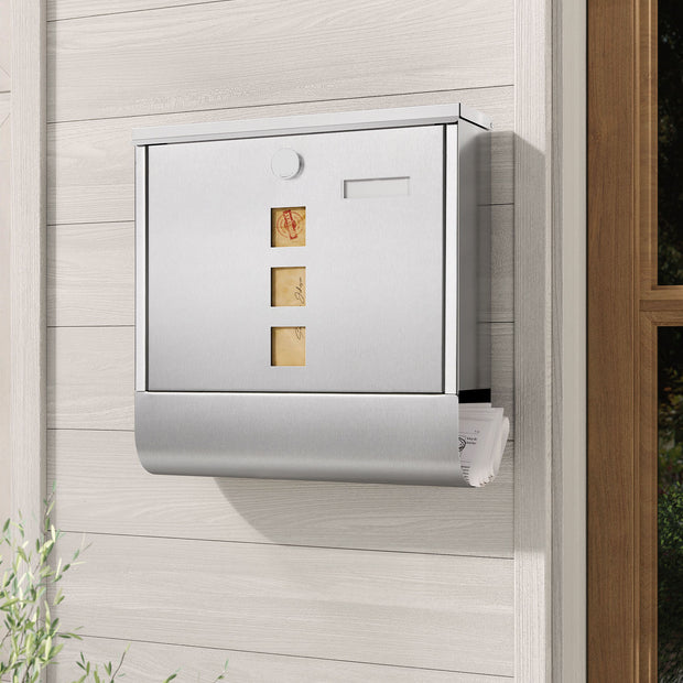 Brievenbus – met koperen slot – gegalvaniseerd staal – zilver