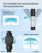 Parasol UPF 50+ – 30° Kantelbaar – Zonder Standaard