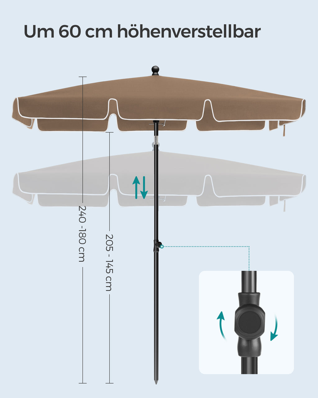 Parasol 200 X 125 Cm Opvouwbaar En In Hoogte Verstelbaar