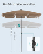 Parasol 200 X 125 Cm Opvouwbaar En In Hoogte Verstelbaar
