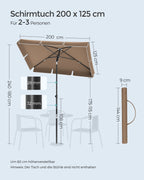 Parasol 200 X 125 Cm Opvouwbaar En In Hoogte Verstelbaar