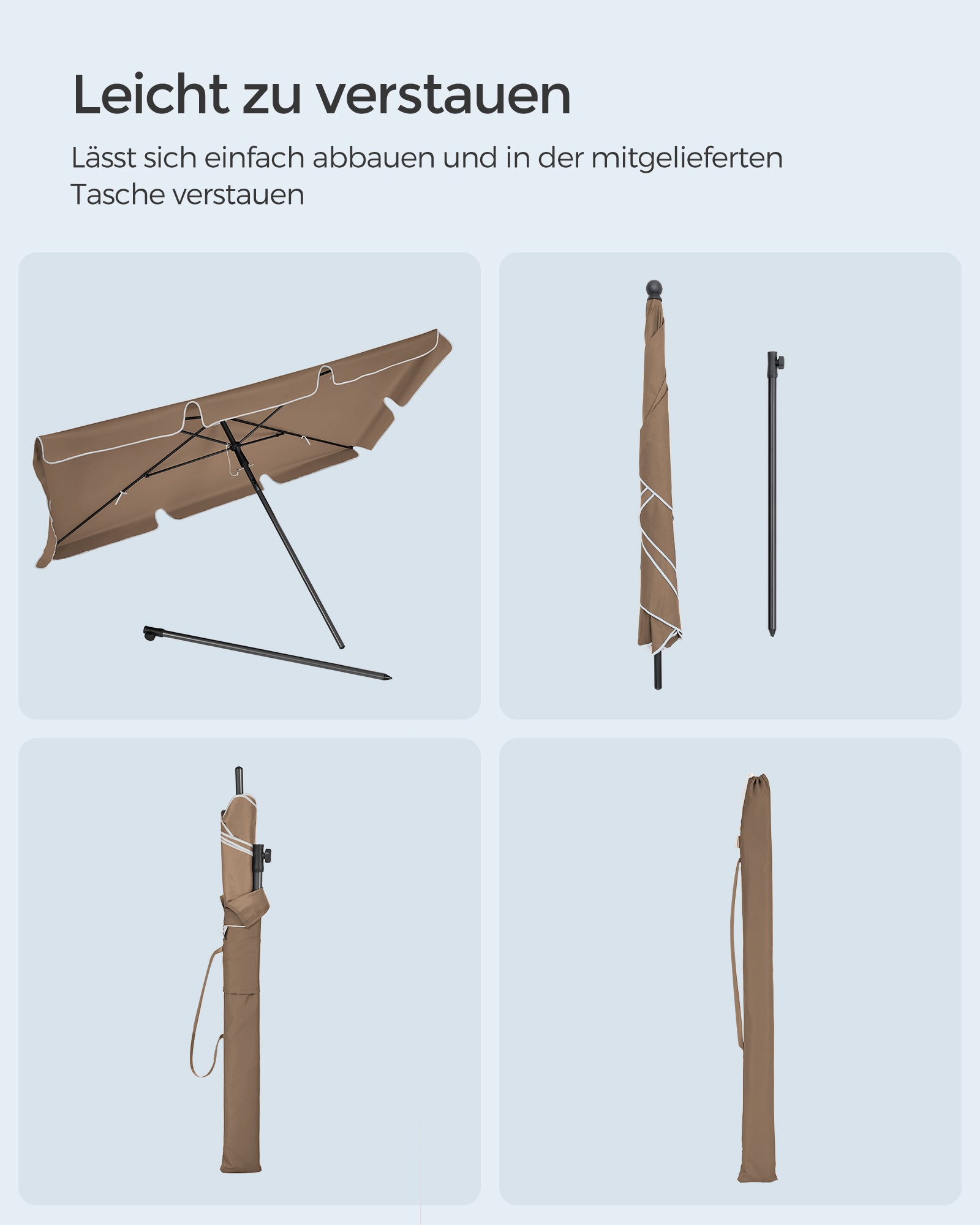 Parasol – Opvouwbaar en Verstelbaar – Walnoot Bruin