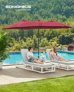 Dubbele parasol – UV-bescherming – wijnrood