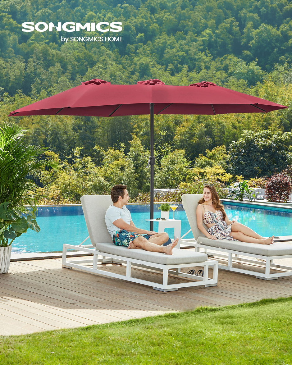 Dubbele parasol – UV-bescherming – wijnrood
