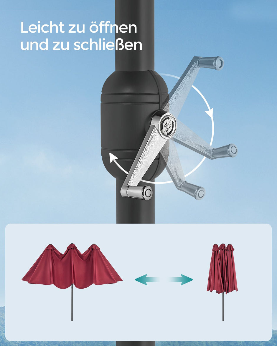 Dubbele parasol – UV-bescherming – wijnrood