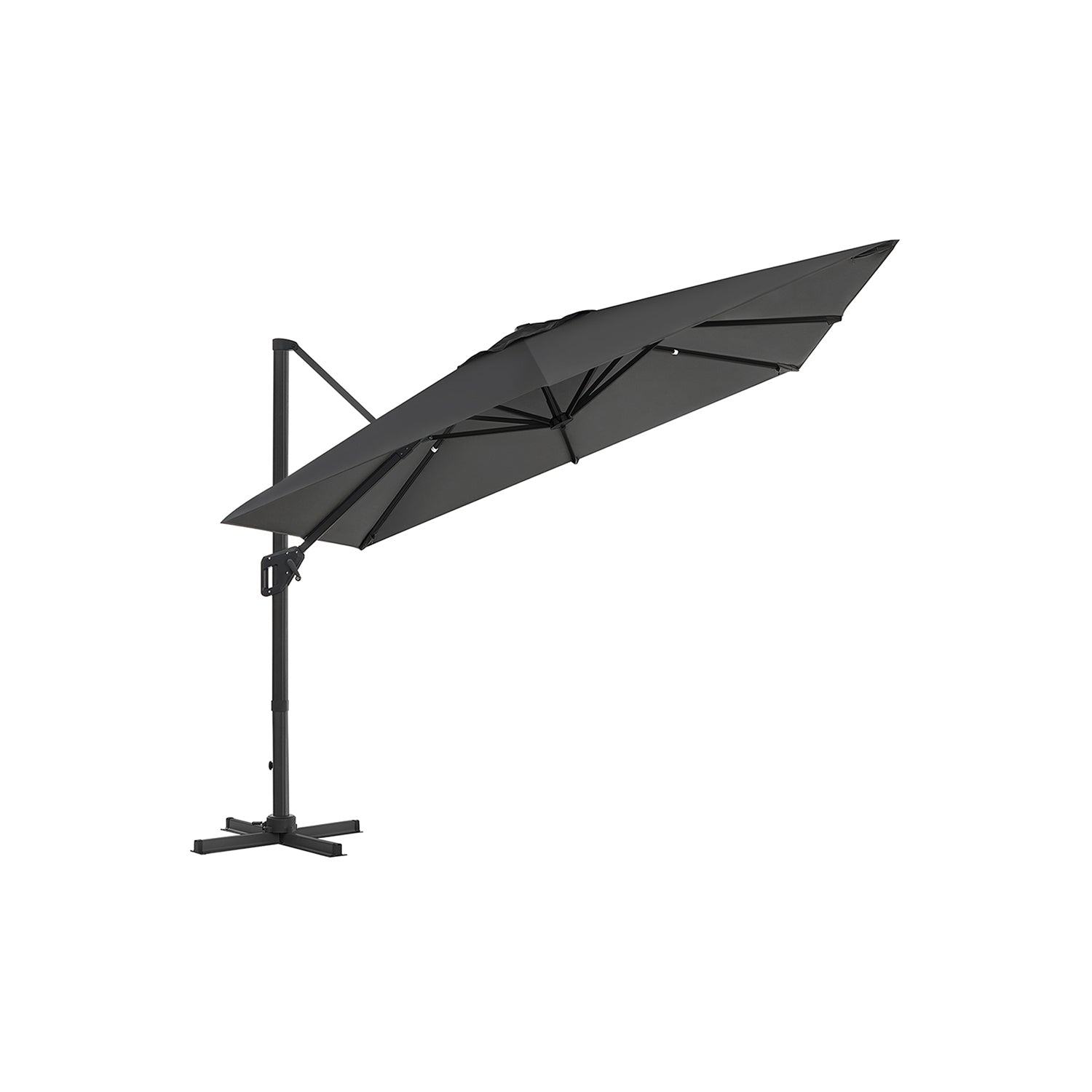 Parasol 290x290 cm – 360° draaibaar – lichtgrijs