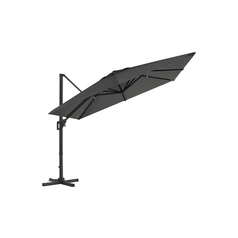 Parasol 290x290 cm – 360° draaibaar – lichtgrijs