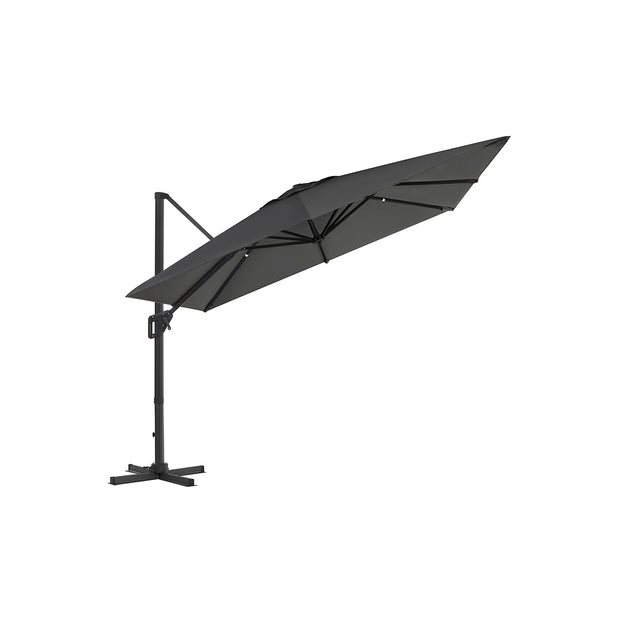 Parasol 290x290 cm – 360° draaibaar – lichtgrijs