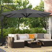 Parasol 290x290 cm – 360° draaibaar – lichtgrijs