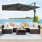 Parasol 290x290 cm – 360° draaibaar – lichtgrijs