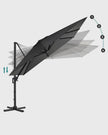 Parasol 290x290 cm – 360° draaibaar – lichtgrijs