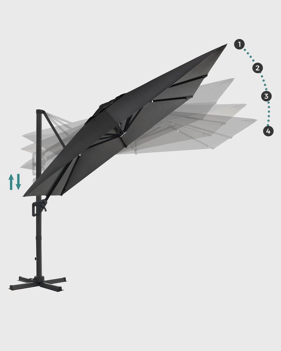 Parasol – 360° draaibaar – met standaard – lichtgrijs