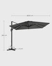 Parasol 290x290 cm – 360° draaibaar – lichtgrijs