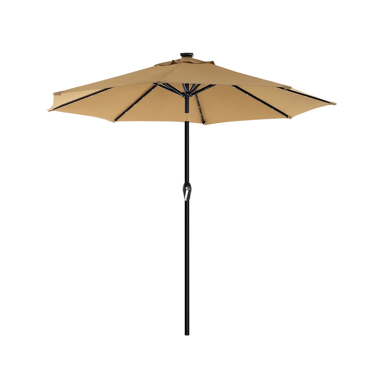 Parasol met LED solarverlichting 2,7 m taupe