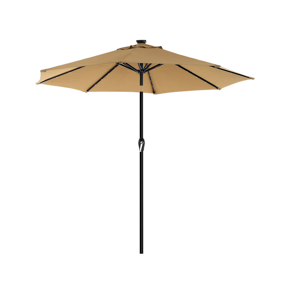 Parasol met LED solarverlichting 2,7 m taupe