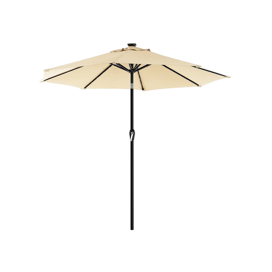 Parasol met LED solarverlichting 2,7 m taupe