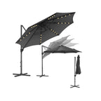 Zweefparasol met verlichting – 360° draaibaar – Grijs