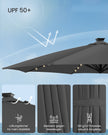Parasol Ø300 cm – UPF 50+ met 28 LED-lampen – Grijs