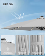 Zweefparasol met verlichting – 360° draaibaar – Grijs