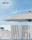 Zweefparasol met verlichting – 360° draaibaar – Grijs
