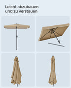 Balkonparasol – rechthoekig – 200 x 150 cm – taupe