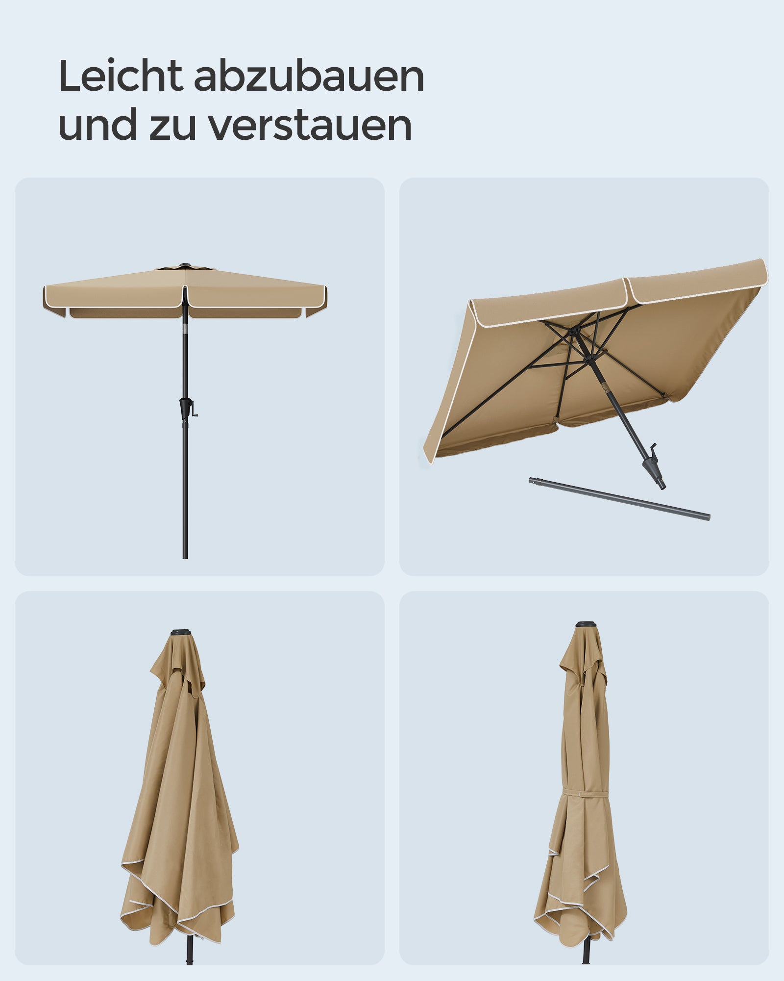 Balkonparasol – rechthoekig – 200 x 150 cm – taupe