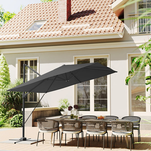 Parasol 270x270 cm – UPF 50+ – Met Zwengel en Kruisvoet – Grijs
