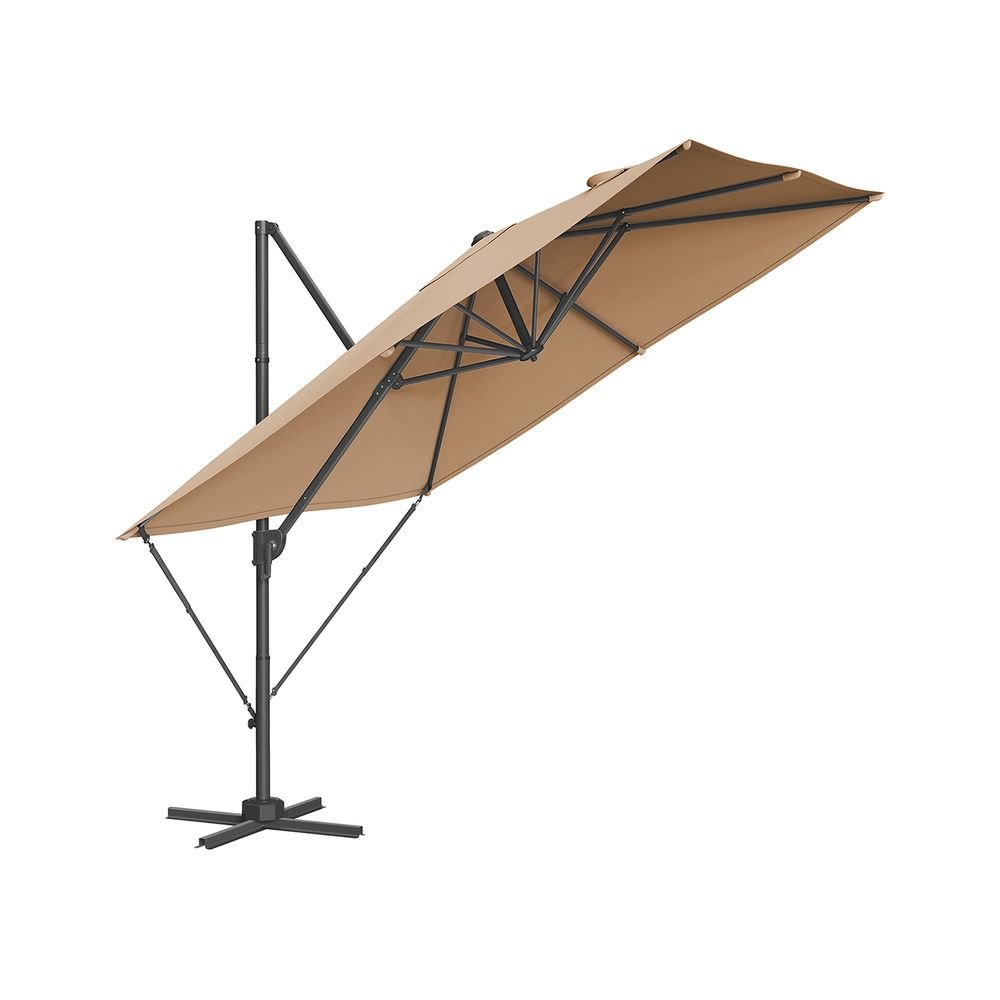 Parasol 270x270 cm – UPF 50+ – Met Zwengel en Kruisvoet – Grijs
