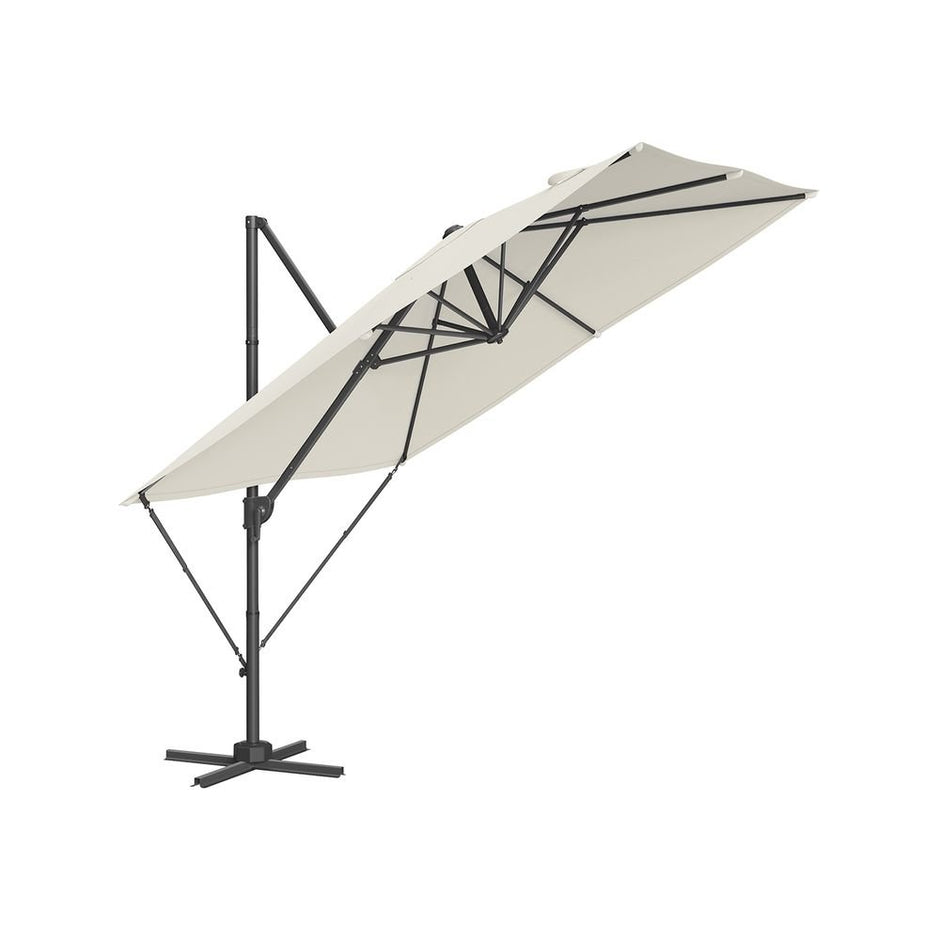 Parasol 270x270 cm – UPF 50+ – Met Zwengel en Kruisvoet – Grijs