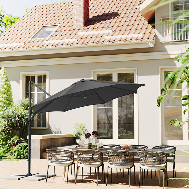 Parasol Ø300 cm – UPF 50+ – Met Zwengel en Kruisvoet – Grijs
