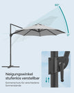 Draagarmparasol – 360° draaibaar – Staal – Grijs