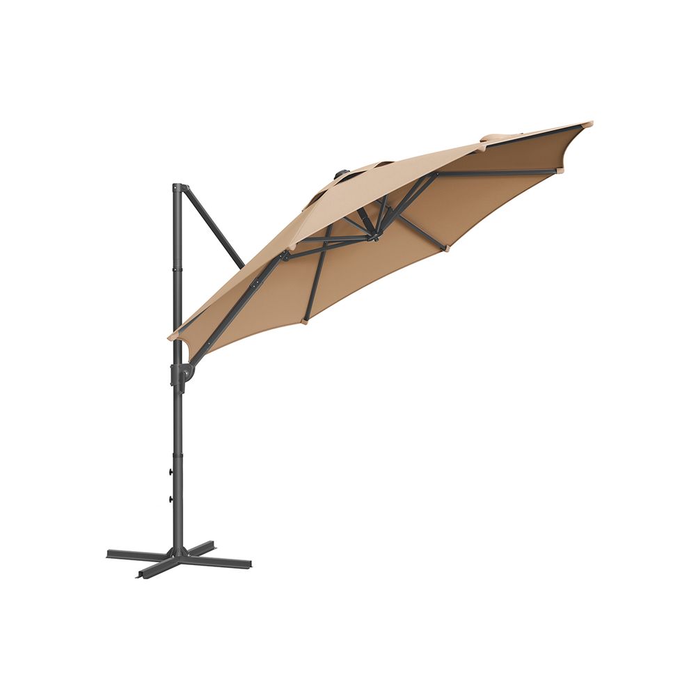 Parasol Ø300 cm – UPF 50+ – Met Zwengel en Kruisvoet – Grijs