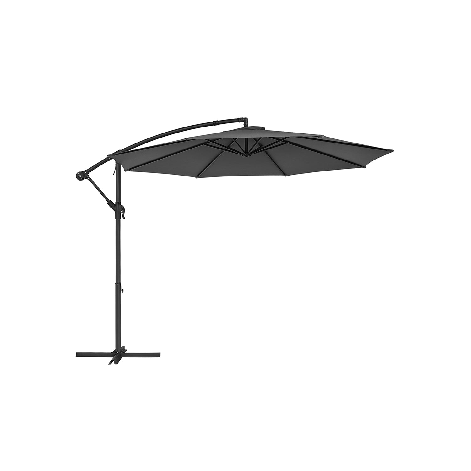 Parasol met zwengel 3 m – weerbestendig polyester – grijs