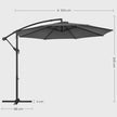 Parasol met zwengel 3 m – weerbestendig polyester – grijs