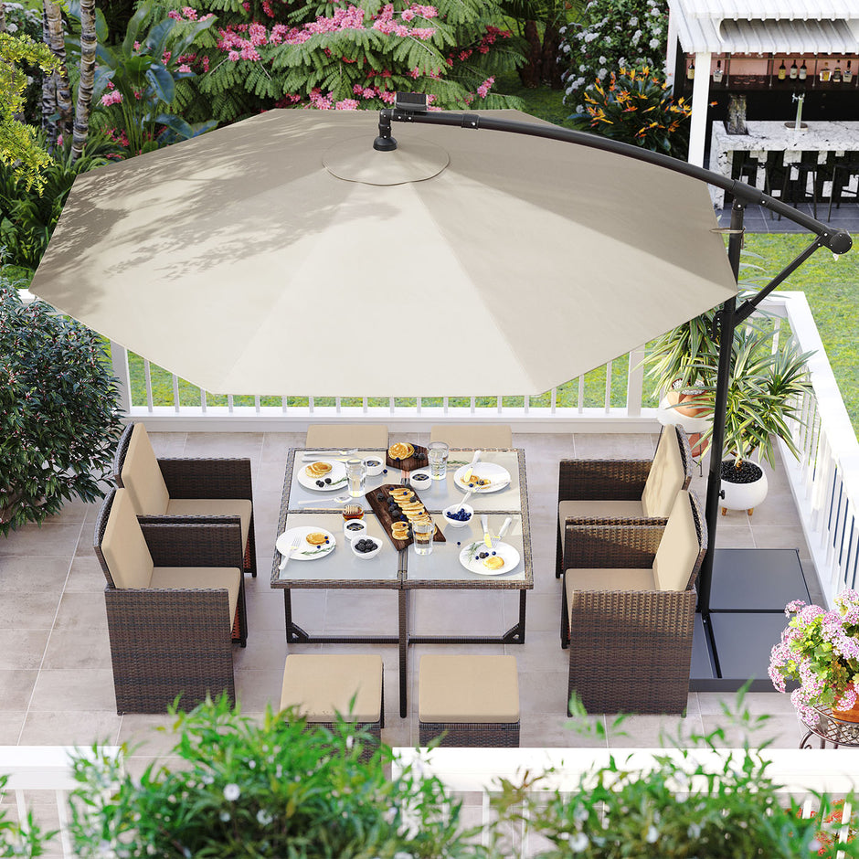 Zonne-energie Parasol met LED-Verlichting – Modern Design – Beige