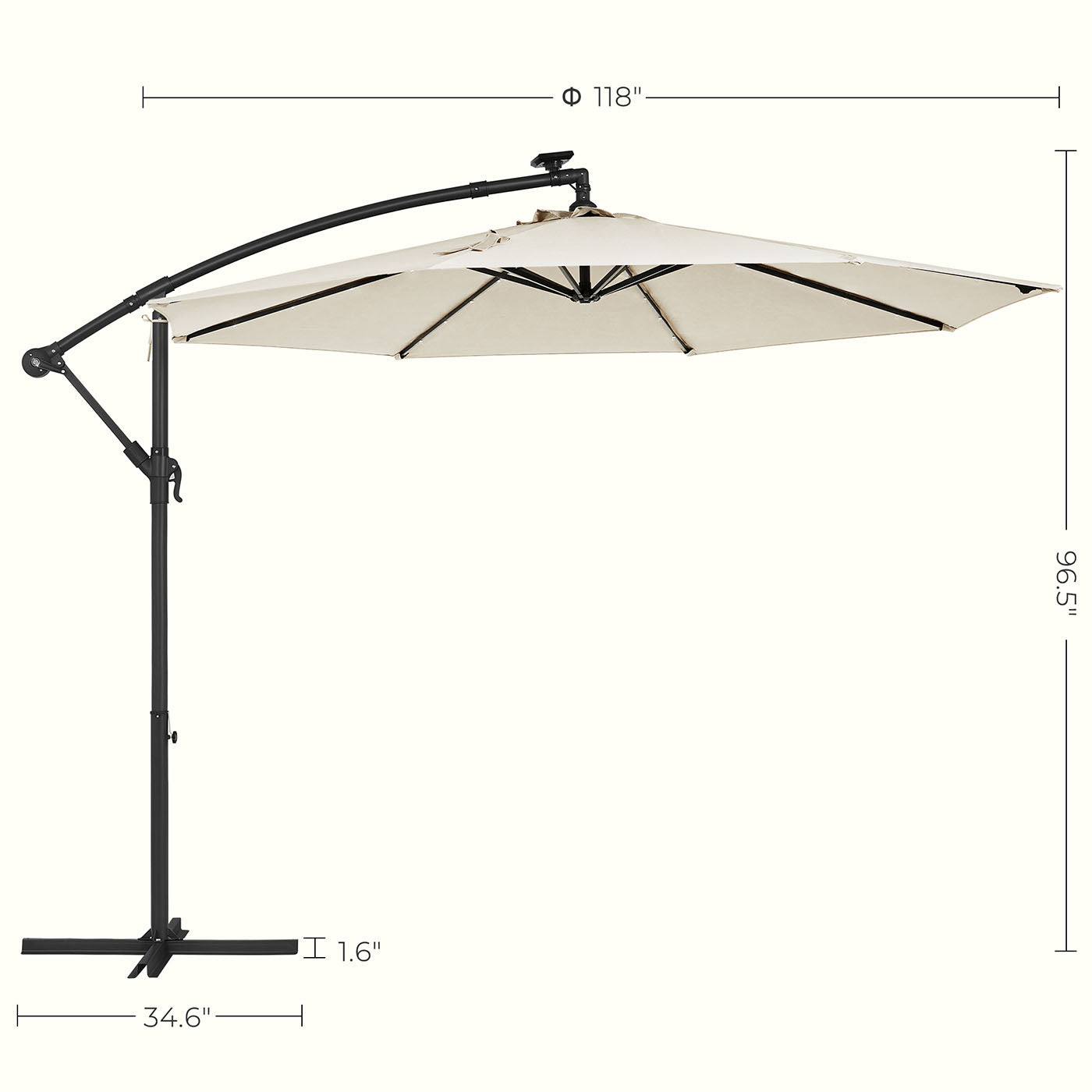Zonne-energie Parasol met LED-Verlichting – Modern Design – Beige