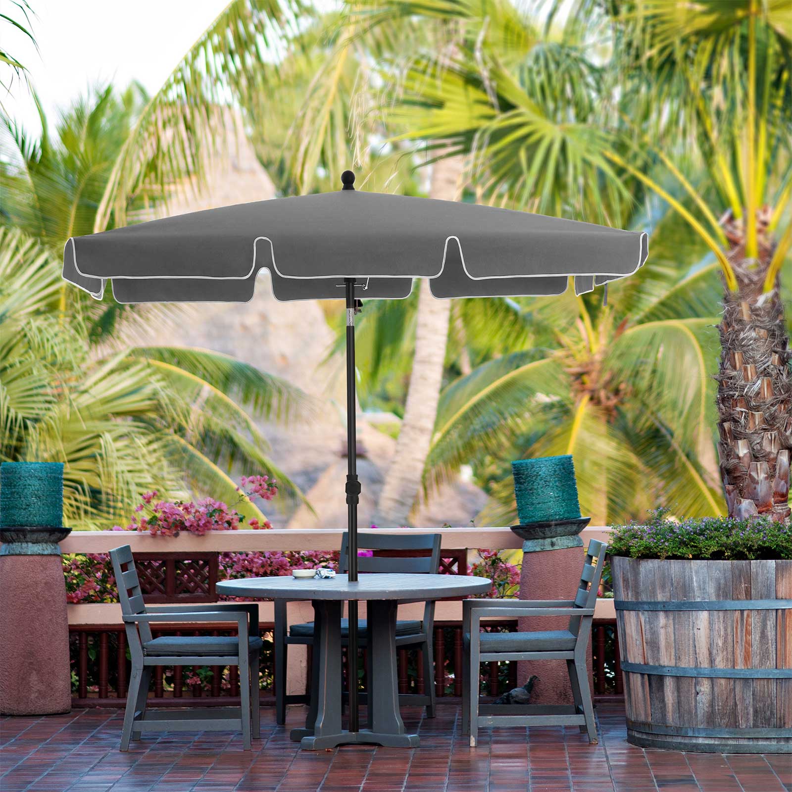 Parasol - Rechthoekige tuinparasol - Opvouwbaar - 200 x 125 cm - Grijs