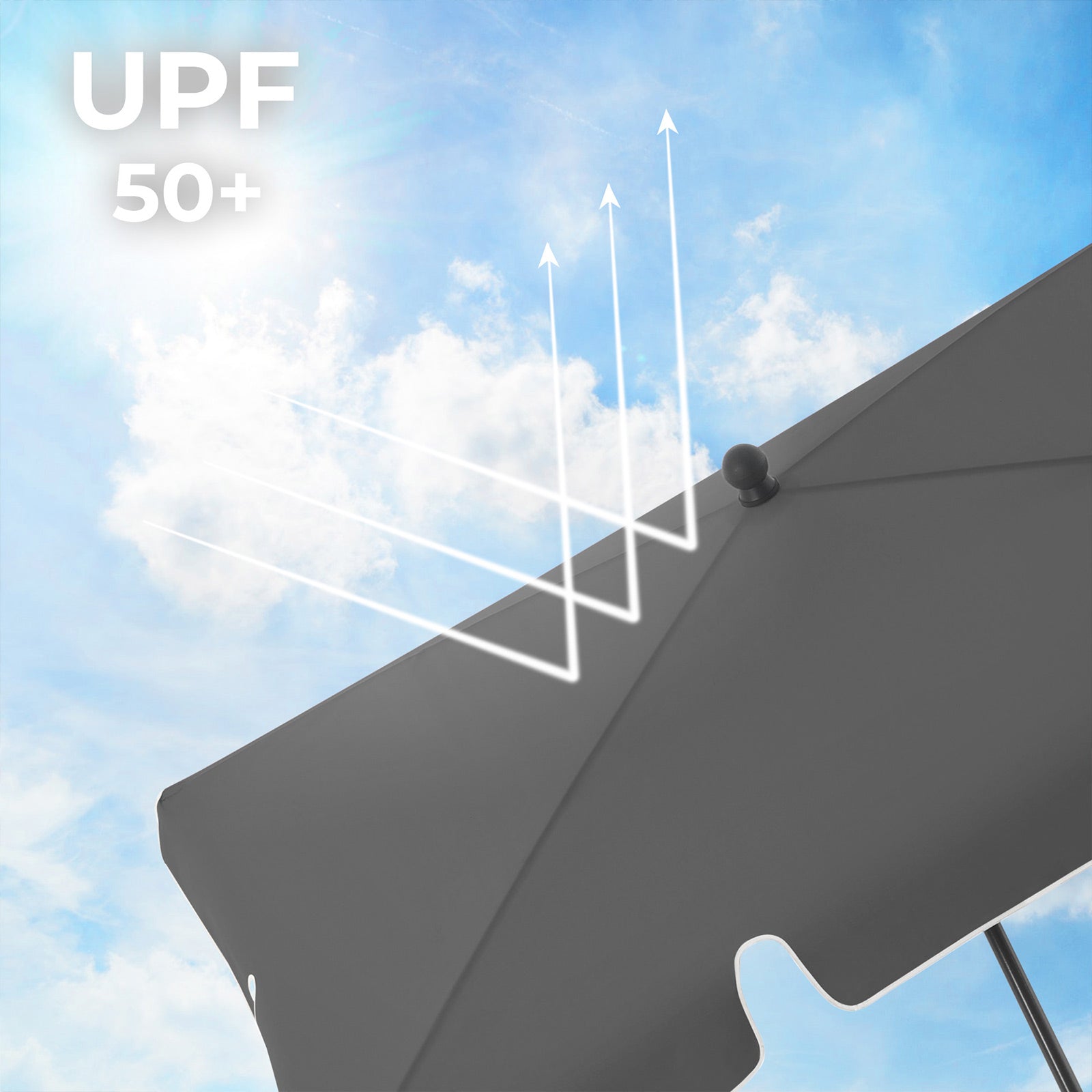 Parasol - Rechthoekige tuinparasol - Opvouwbaar - 200 x 125 cm - Grijs