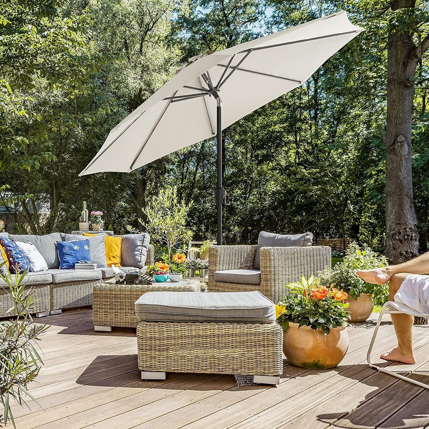 Parasol - Tuinparasol - Ø 270 cm - Kantelbaar - Met zwengel - Beige