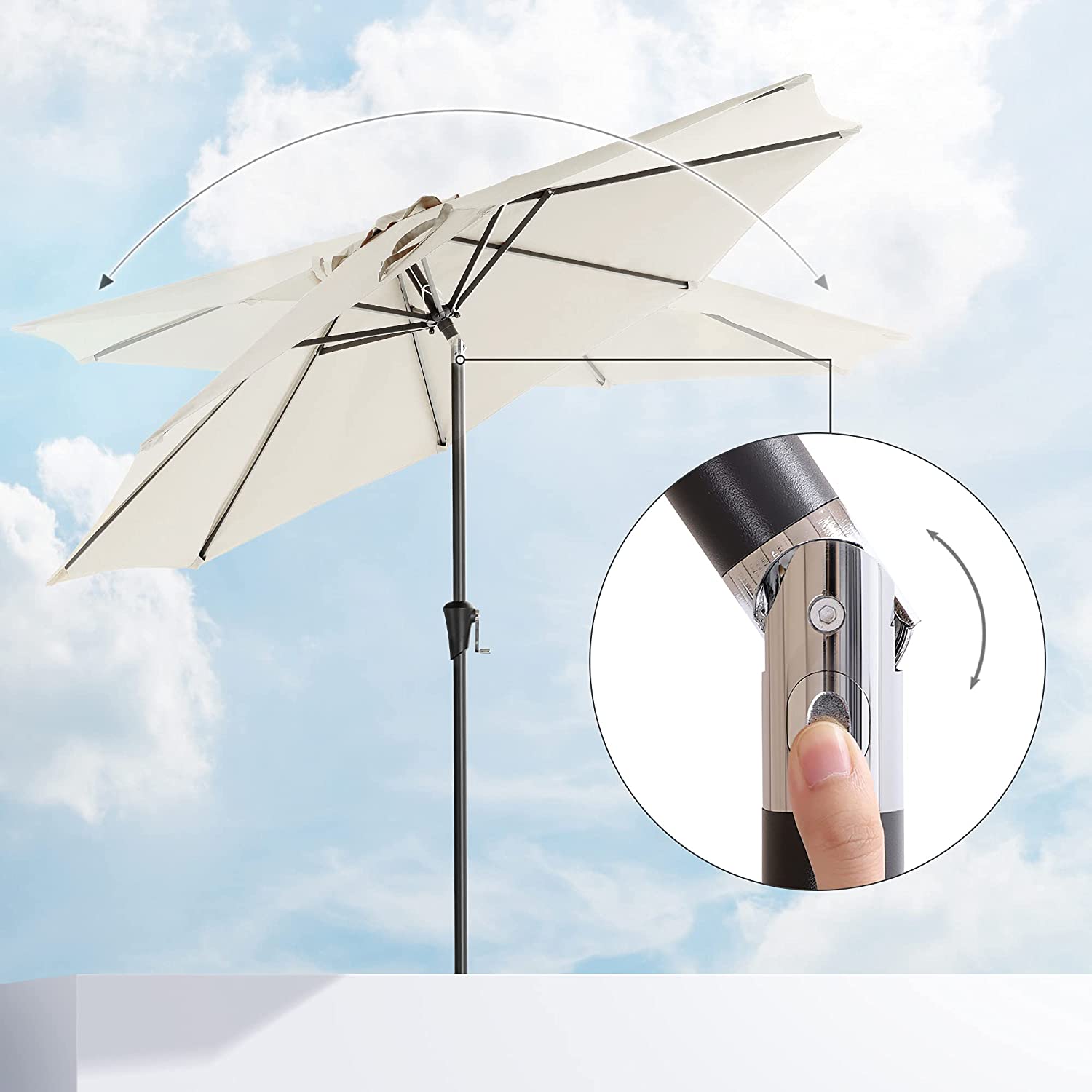 Parasol - Tuinparasol - Ø 270 cm - Kantelbaar - Met zwengel - Beige
