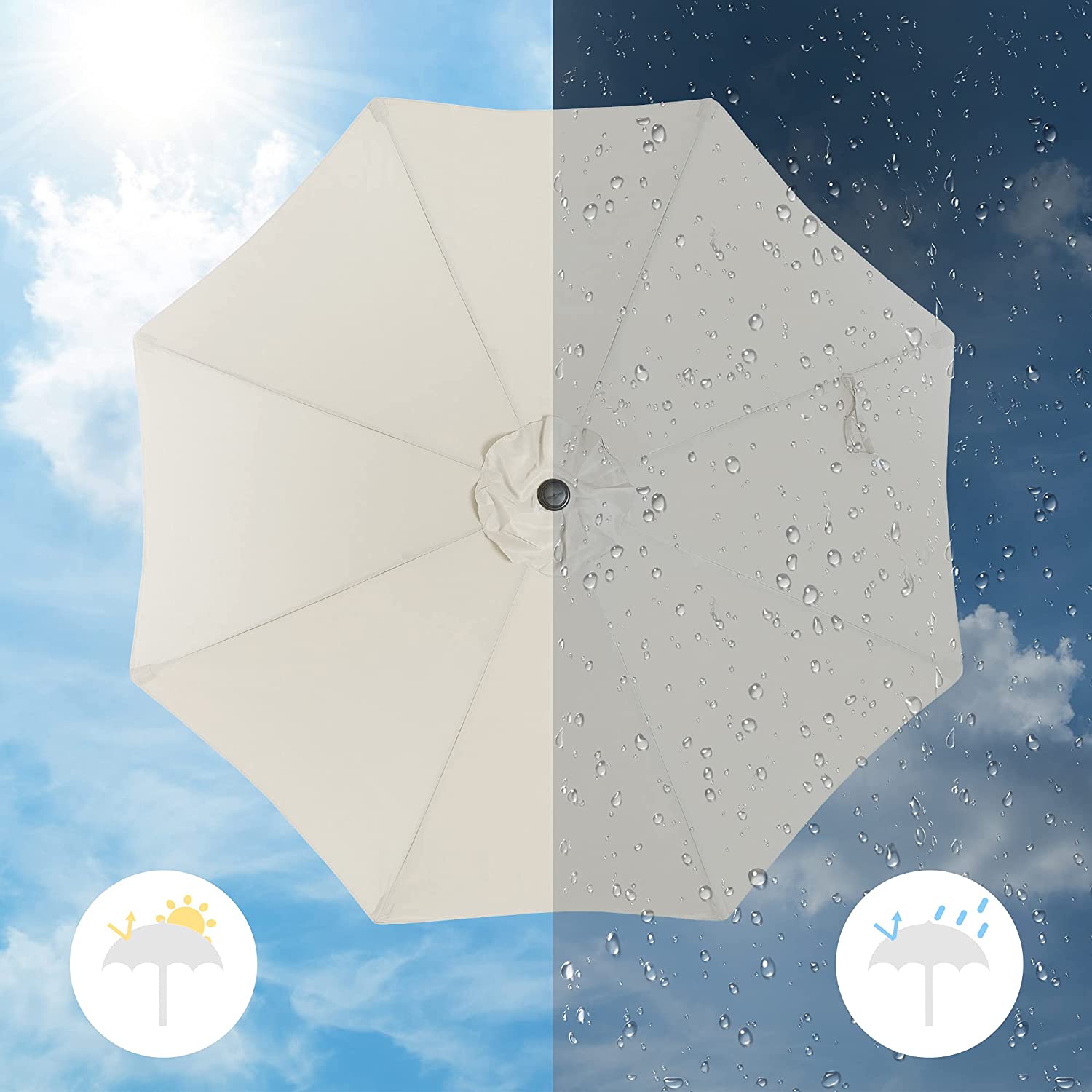 Parasol - Tuinparasol - Ø 270 cm - Kantelbaar - Met zwengel - Beige