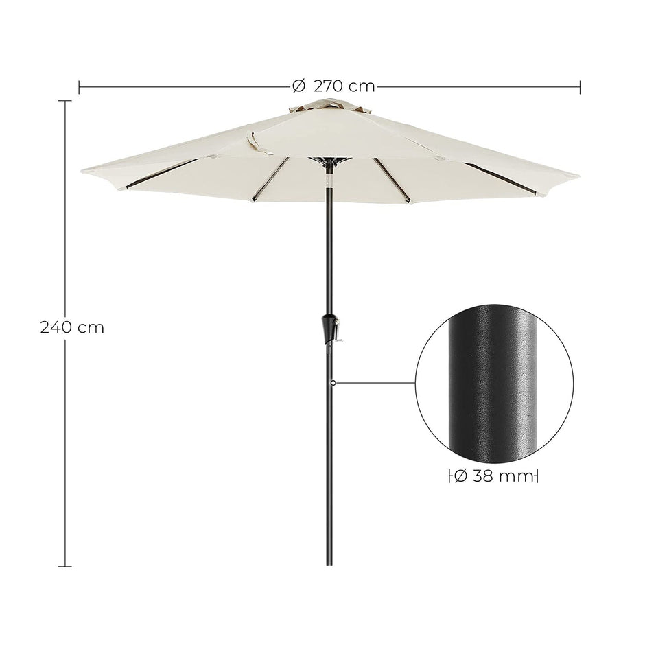 Tuinparasol – Kantelbaar met zwengel – Ø 270 cm – Beige