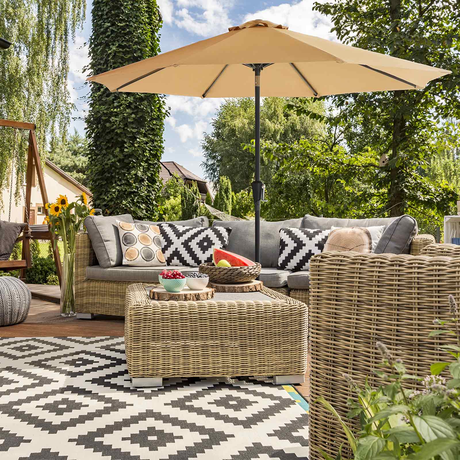 Parasol – UV-bescherming – 300 cm – taupe