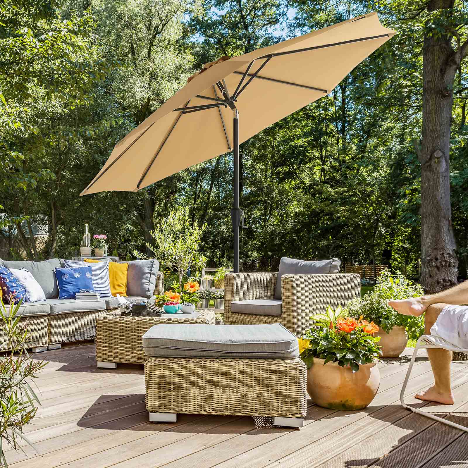 Parasol – UV-bescherming – 300 cm – taupe